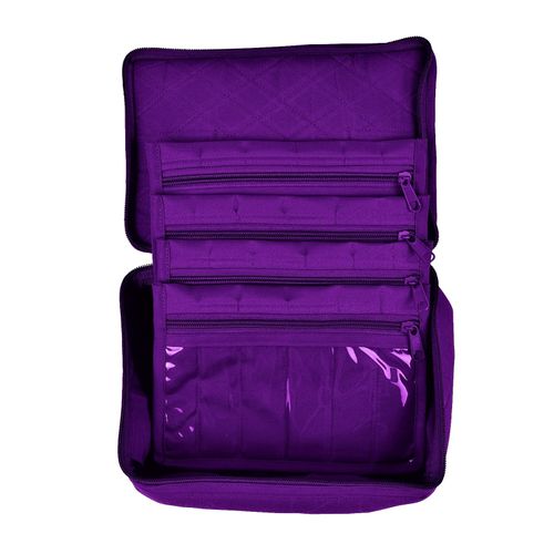 Yazzii 4 Pocket Crafter’s Organizer Tote – Arts & Crafts Storage Tote Bag - Multipurpose Storage Organizer for Crafts, Sewing, Jewelry, Make Up Purple