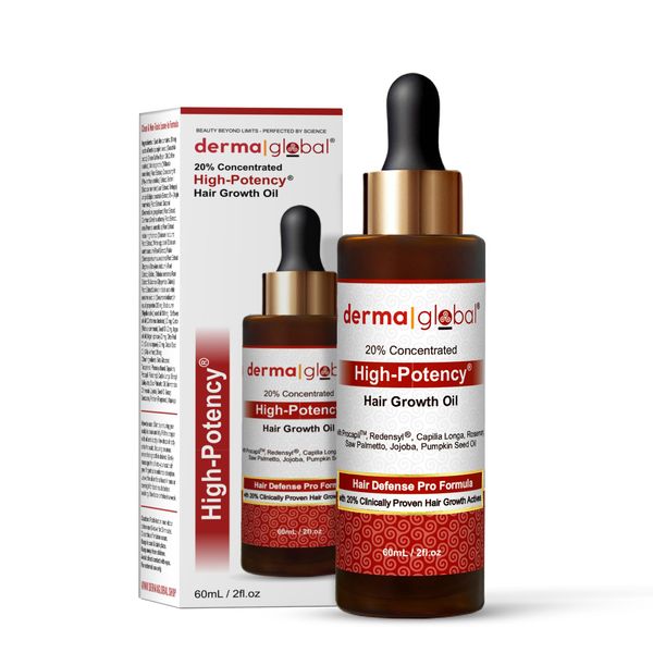 Derma Global High Potency® Hair Growth Oil – Hair Defence Pro Formula | 20% Clinically Proven Actives including Procapil, Redensyl, Capilia Longa, Rosemary, Saw Palmetto, Jojoba, Pumpkin Seed Oil