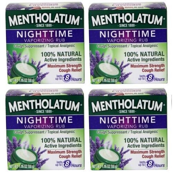 Mentholatum Nighttime Vaporizing Rub with Soothin Lavender, 1.76 oz (4 Pack)