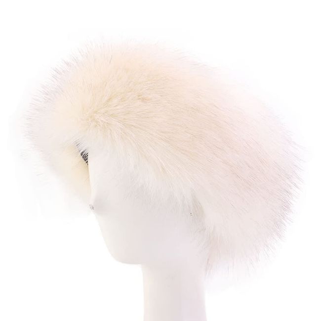 Winter Stirnband,MoreChioce Kunstpelz Fuchs Pelz Haarband Schickes Winter Stirnband Kunstpelz Ohrenwärmer für Damen Winter Outdoor Warmer Ski Kopfwickel Winter festliche Headwrap,Beige