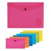 Set of 6 Document Folders, Plastic Envelope for Documents and Projects (A5 Coloured Translucent Button Closure)