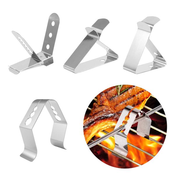 Thermometer Fixing Thermometer Holder Thermometer Clip for Fixed Thermometer Probe Clip Holder Stainless Steel Heat Resistant for Milk Pot Fryer Oil Fryer Coffee Table Cooking Fixed Thermometer Set of 4 Silver