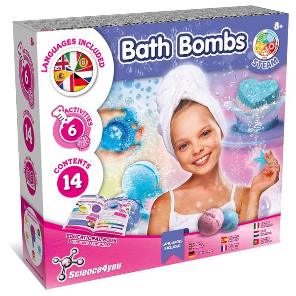 Science4you – Badebomben Selber Machen Set für Kinder ab 8 Jahren – Badekugeln Basteln Mädchen 8 jahre, 6 Wissenschafts Experimente ab 8 - Bade bomben Geschenkset für Mädchen und Jungen, Mittel