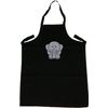 Cartoon Elephant Black Apron (Silver Print)
