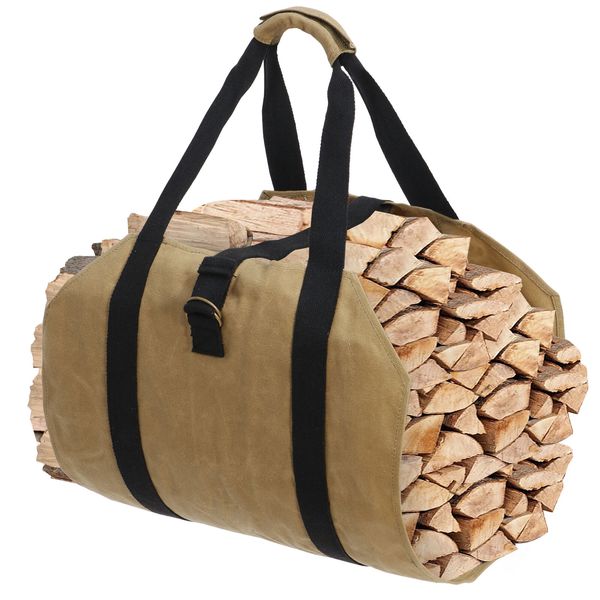 Firewood Carrier Waterproof Waxed Canvas Log Holders Security Strap for Camping