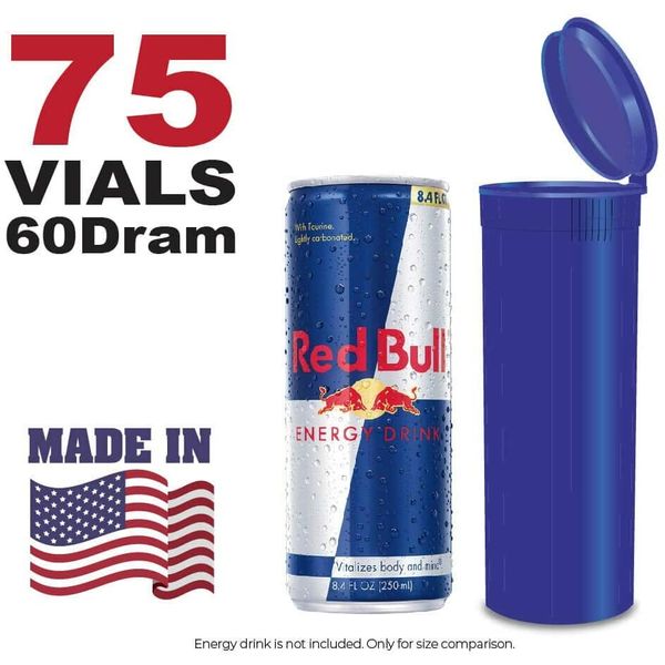 75 Blueberry Vials - 60 DRAM Pop Top Bottle - Smell Proof Containers