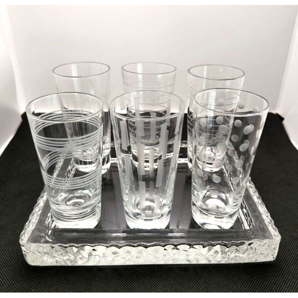 Pier 1 Shot Glasses Set of 6 with Tray