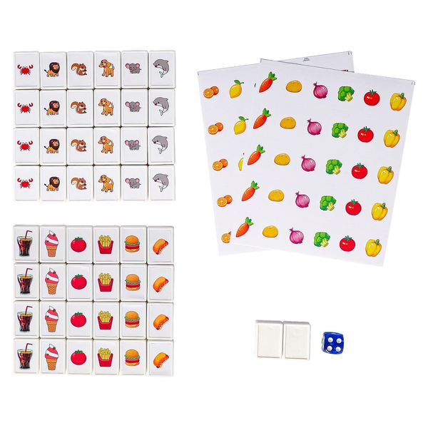 GRACIAS Mahjong Block Set, 50 Plastic Tiles (1.18”) with DIY Stickers, Portable Mahjong Set with A Carry Bag, Mahjong Tile Game