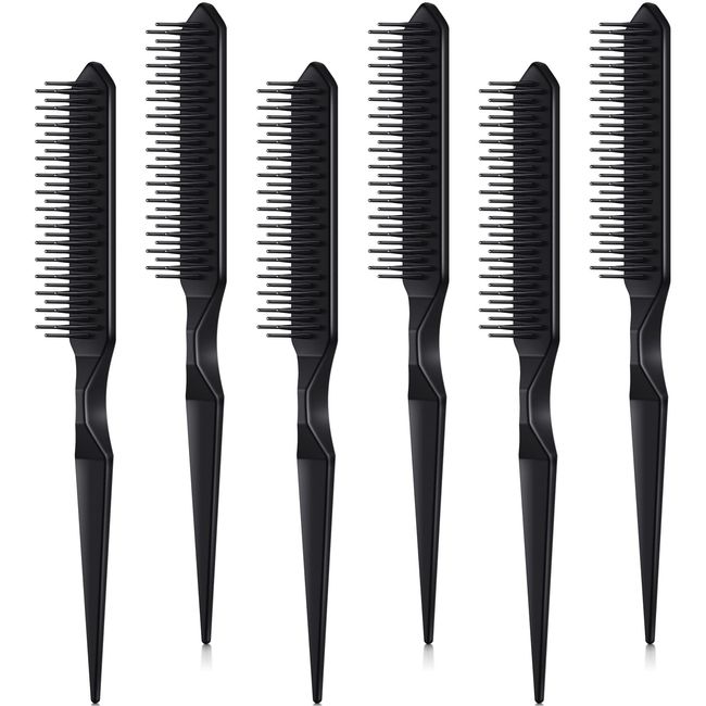 6 Pieces 3 Row Comb for Curly Natural Hair 60 Parting Three Row Combs Salon Hairstylist Hairdresser Detangling Combs for Women Detangling, Defining, and Separating Hair and Wigs