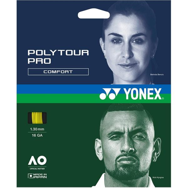 YONEX Solid Tennis Strings, Poly-Tour Pro 130 (1.30mm), PTGP130, Flash Yellow, Flash Yellow (557)