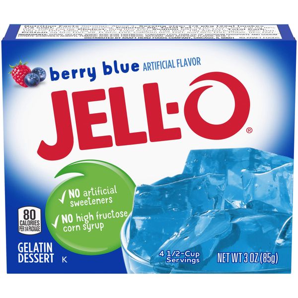 JELL-O Berry Blue Gelatin Dessert Mix (3 oz Boxes, Pack of 6)