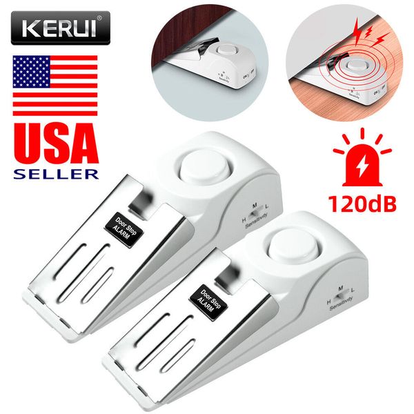 2 Pack Security Door Stop Alarm 120DB Hotel Home Portable Security Safety Tools