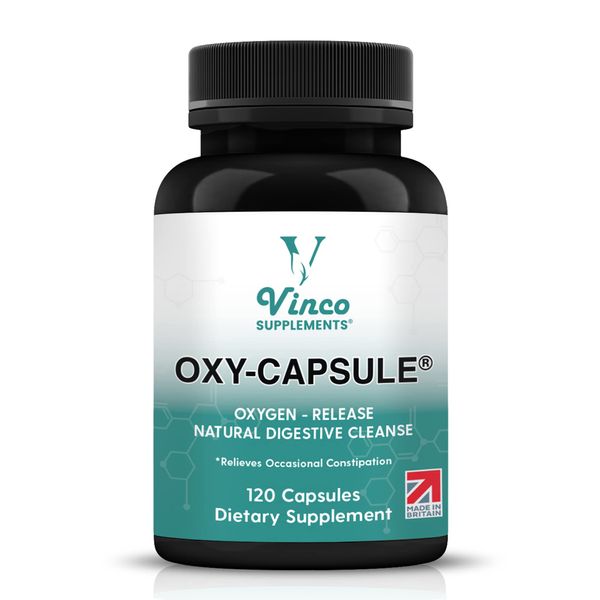 Vinco Supplements Oxy-Capsule Magnesium Compound - Vegan Oxygen Powder Natural Colon Cleanser - Gas Relief, Bloating Relief, Constipation Relief - Intestinal Cleanser for Adults - 120 Count