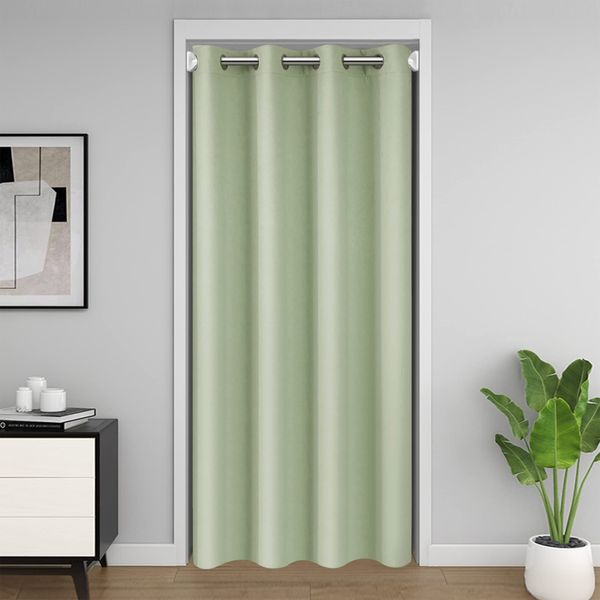 Door Curtain for Doorway Privacy, Sliding Closet Door Curtains 80 Inch Length Insulated Thermal Privacy Curtain Cover for Room Divider, Blackout Doorway Curtain Grommet Top, 1 Panel, W42 X L80, Sage