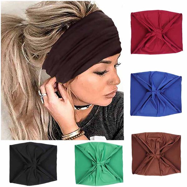 Zoestar Boho breite Stirnbänder schwarz Criss Cross Head Scarfs Twist Head Wraps Knoten Stretch Haarbänder Yoga Turban Haarschmuck für Frauen und Mädchen (5 Stück)