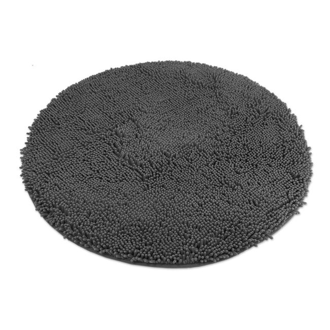 MAYSHINE Absorbent Microfiber Chenille Dog Door Mat, Durable, Quick Drying, Washable, Prevent Mud Dirt (Round 35.4 Inches, Charcoal Gray)