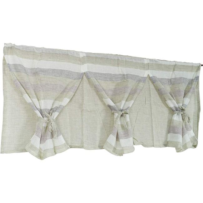 Arie Cafe Curtain, Beige, Width 39.4 x Length 27.6 inches (100 x 70 cm), 100% Cotton, Double Layer Style, Natural