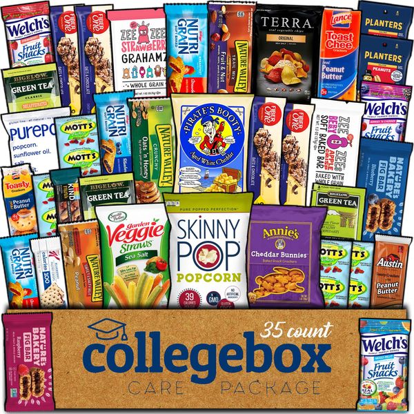 COLLEGEBOX Healthy Snack Box (35 Count) Easter Variety Pack Care Package Gift Basket Kid Men Women Adult Nuts Health Nutrition Assortment College