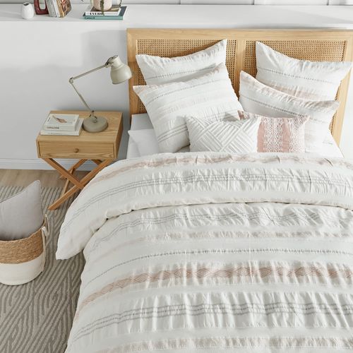 Levtex Home - Pickford Blush Euro Sham Set of 2 - Blush, Taupe, Grey, Cream - Jacquard Tribal - (26x26in.), No Insert- Cotton