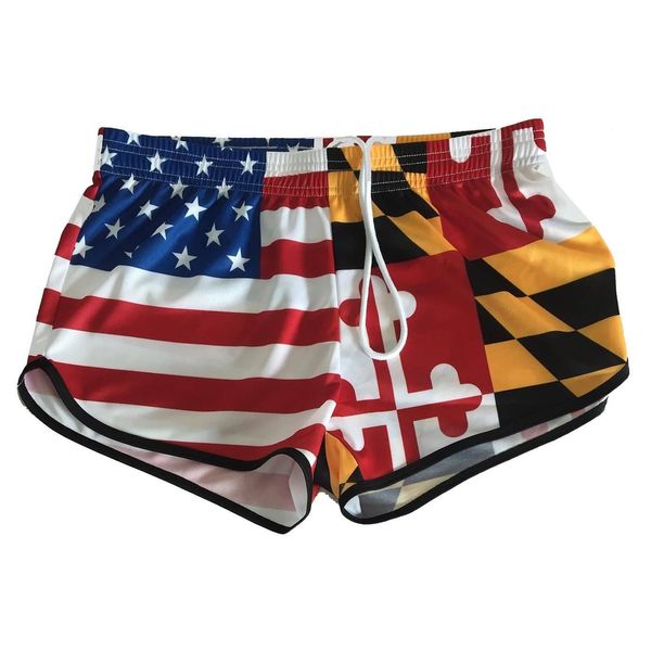 Maryland & American Flag / Athletic Shorts (Ladies) - X-Small / Maryland Flag