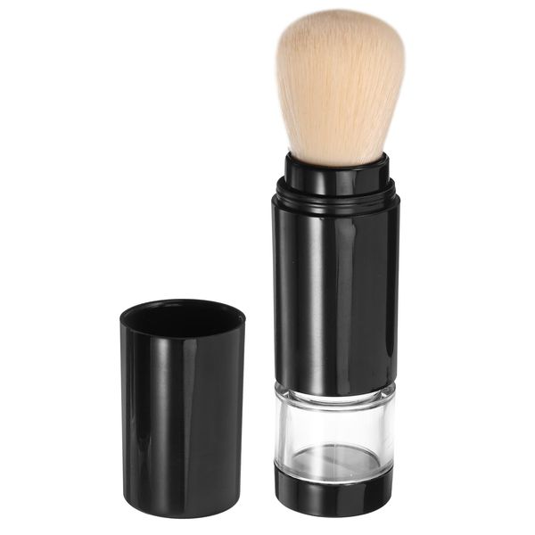 Healeved Retractable Blush Brush Refillable Loose Powder Bottle Jar Travel Makeup Brush Liquid Foundation Brush with Cap for Highlighter Contour Cosmetics B