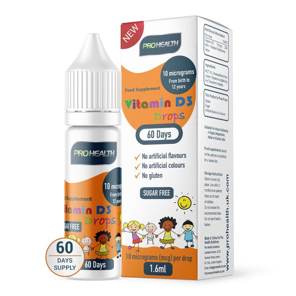 Certified Preservative-Free Vegan Vitamin D3 Drops for Infants & Children - Sugar-Free, All-Natural, NHS Approved (2-Month Supply)