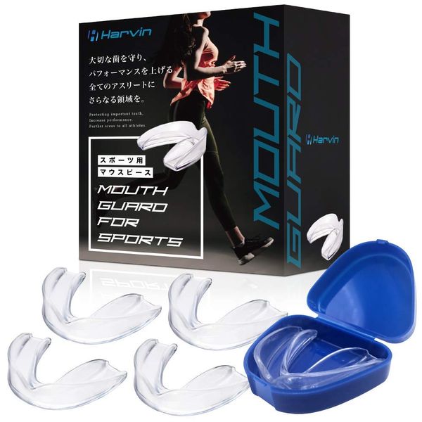 Harvin Sports Mouthpiece, Basketball, Martial Arts, Muscle Training, Set of 4