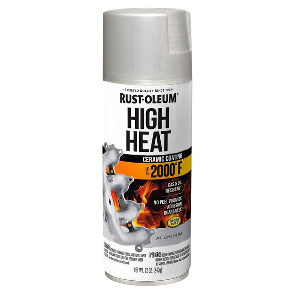 Rust-Oleum 248904 Paint Spray Hi Heat Alum 12Oz, 12 oz, Flat Aluminum