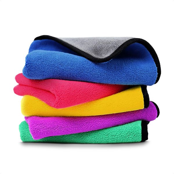 Car Wash Microfiber Cleaning Cloth - 5Pcs Microfiber Towels Cleaning Supplies for Home Kitchen Towels Absorbent Window Cleaner- 12x12 Car Drying Towel Microfiber Cloth for Glasses Dish Washcloths Bulk