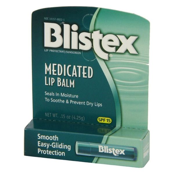 Blistex Medicated Lip Balm with SPF 15 for Dryness, Chapping and Soothes Irritated Lips, 0.15oz - Pack of 6