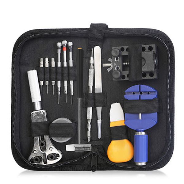 14 PCS Watch Repair Tool Kit Link Remover Watch Case Opener w/ Free Carrying Case - Black