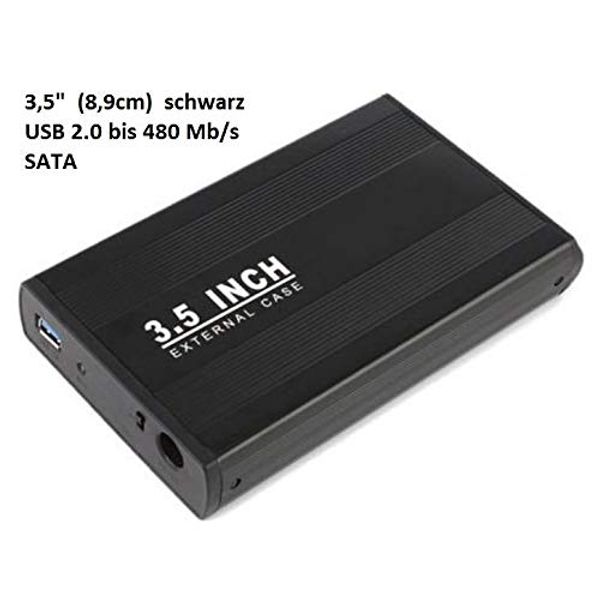 KesCom Externe USB Festplattengehäuse aus Metall 3,5" (8,9cm) USB 2.0 SATA schwarz