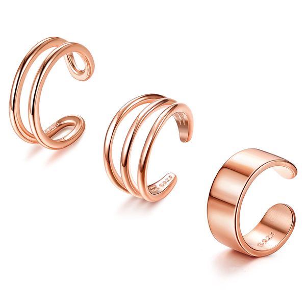 ORAZIO 3 Stk Manschetten Ohrringe Set 925 Sterlingsilber Ear Cuff Ohrringe 14 Karat Vergoldete Nicht Durchdringende Gefälschte Helix Knorpel Manschettenohrringe Muschel Manschettenohrringe für Frauen