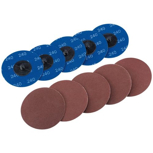 Draper SD3AB 240 Grit Aluminium Oxide Sanding Discs, Blue, 75 mm, Set of 10 Piece