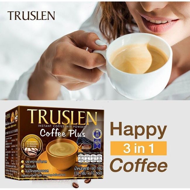 12x Truslen Coffee Plus Instant Coffee 3in1 Mix Powder Sugar Free Diet Slim Firm