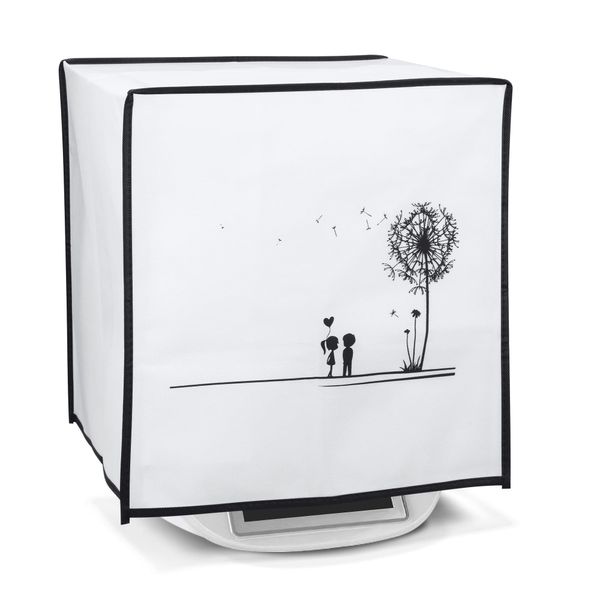 kwmobile Cover Compatible with Thermomix TM5 / TM6 - Plastic Case for Kitchen Mixer - Black/White Dandelion Love