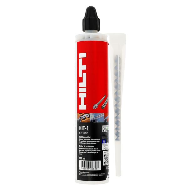 Hilti Hit assembly mortar, 1 cartridge 300 ml, injection mortar, 2K mortar, processing with standard sealant extrusion gun.