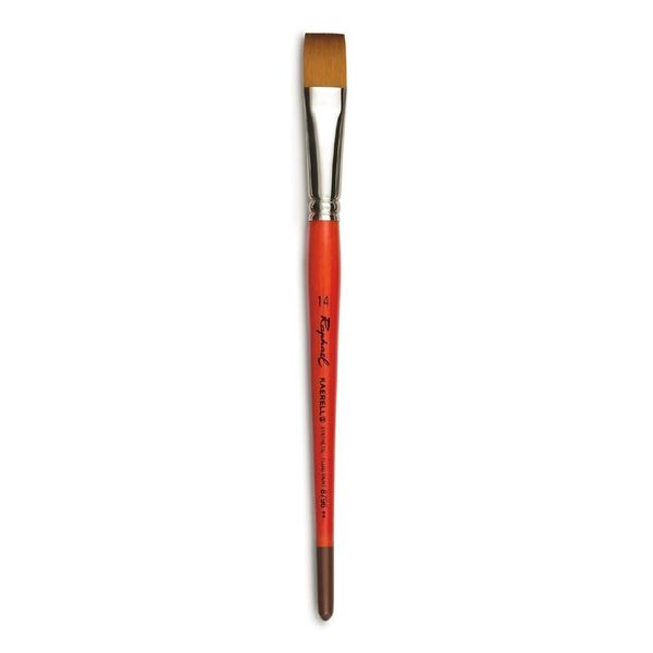 Raphael Kaerell Synthetic Short Handle Watercolor Brush, Flat, 14
