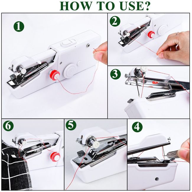 Portable Mini Hand Sewing Machine Quick Handy Stitch Sew Needlework Cordless  Clothes Fabrics Household Electric Sewing Machine DYI 