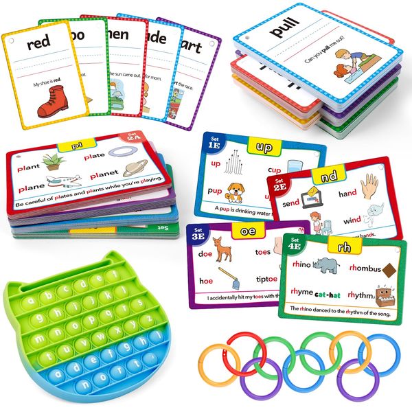 Edulok Sight Word Flash Cards Kindergarten, Sight Word Phonics Spelling Games, Preschool First Words Flashcards for Toddlers 3-5 Years, Learning to Read, Site Words Phonics Flash Cards Kindergarten