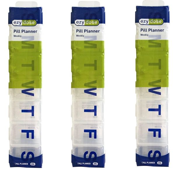EZY DOSE Weekly (7-Day) Pill Organizer 2XL (3 Pack)