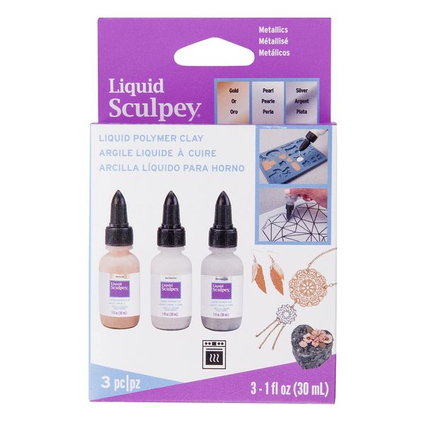 Polyform Sculpey Liquid Metallics 3/Pkg-Pearl, Silver, Gold