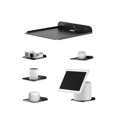 NOTMBESTM Wall Mount Shelf for Smart Speakers Fit for Echo 4/5, Echo Show 5/8/10, Echo Studio, Pop, Homepod, Sonos Wall Metal Floating Shelf Fit for Mini Projector, Orbi, Google, Nest WiFi (Black)