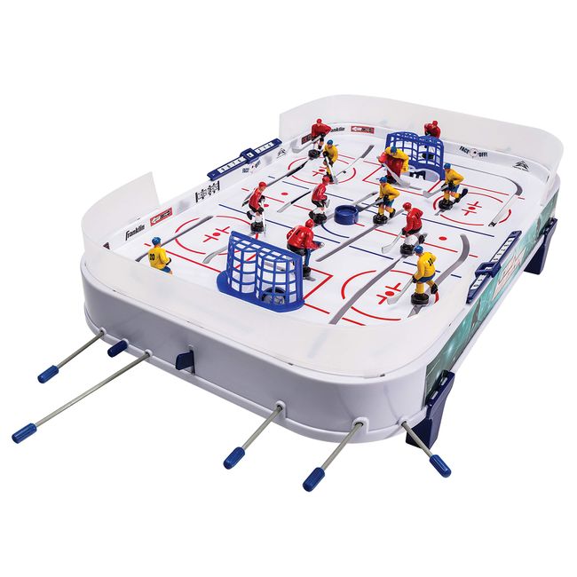 Franklin Sports Table Top Rod Hockey Game Set - Perfect Hockey Toy + Gameroom Game for Kids + Family - Mini Tabletop Rod Hockey Board + Pucks Included