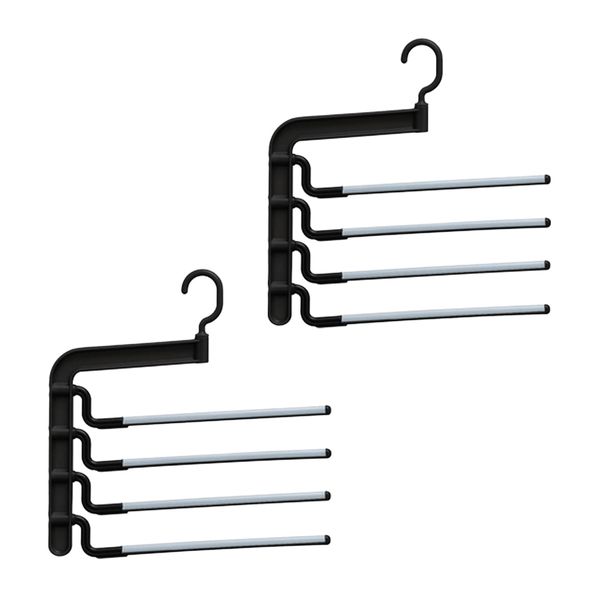 Increased Storage Efficiency! Slack Hanger Set of 4 Tiers and 2 Pieces (Official Shinko Hanger) S&F New 4-Stop Set of 2 | Slacks, Pants, Trousers, Scarf, Stole, Non-Slip, Slim Skirt, Black, Storage, Clothes, Clothes, Washing, Suit, Non-Slip, Closet, Multi