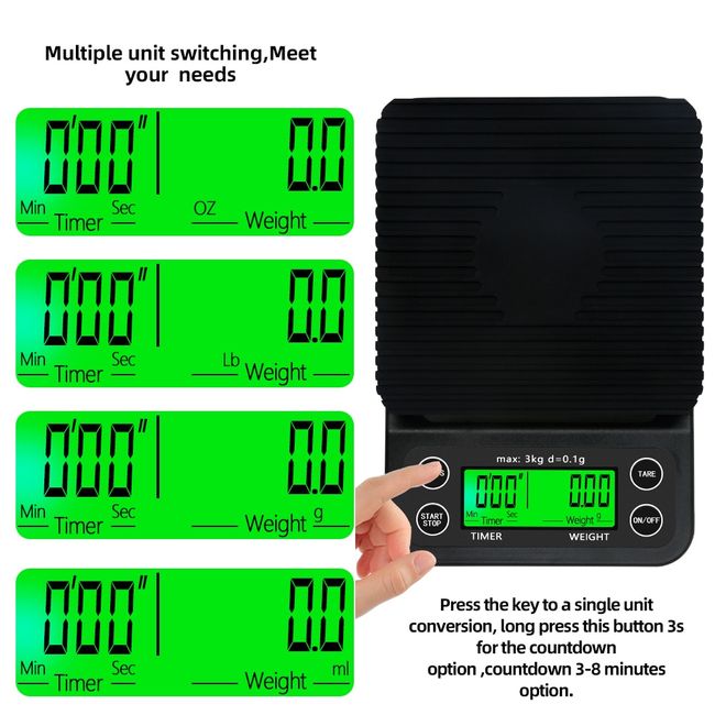 LCD Digital Electronic Drip Coffee Scale With Timer High Accuracy