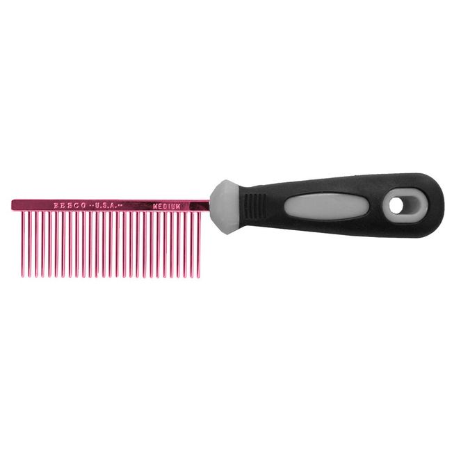 Resco Professional Anti-Static Dog, Cat, Pet Comb for Grooming, Steel Pins, Medium Tooth Spacing, Candy Red