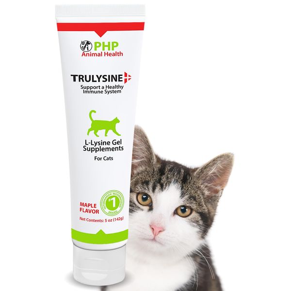 Trulysine Viralysine L-Lysine Gel Supplement for Cats, 5oz - Cats & Kittens of All Ages - Immune Health - Sneezing, Runny Nose, Squinting, Watery Eyes - Palatable Maple Flavor