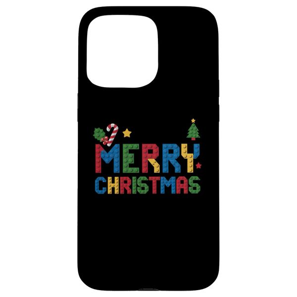 iPhone 15 Pro Max Merry Christmas Master Builder Kids Building Blocks Bricks Smartphone Case