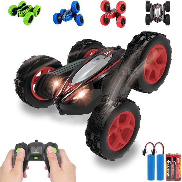 Pup Go RC Stunt Car Toy for Kids, 4WD 2.4GHz Remote Control Cars for Kids Age 5 6 4, 360° Rolling Rotation & Double Side Flips Radio Controlled Car, Gifts for Boys Age 3+ Years Old (Black)